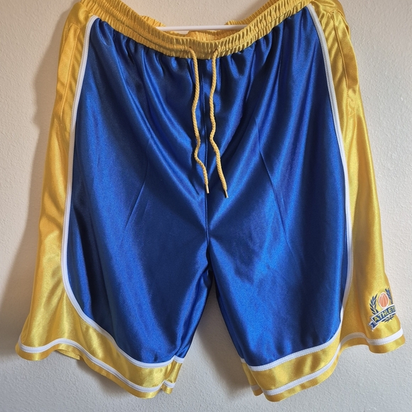 Men's  Vintage Style Blue and Yellow Athletic Shorts - Picture 1 of 5